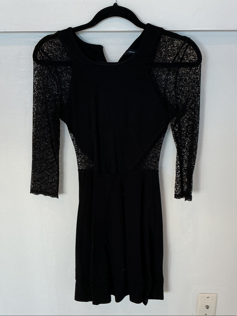 French Connection Black Lace Long-Sleeve Fit & Flare Dress